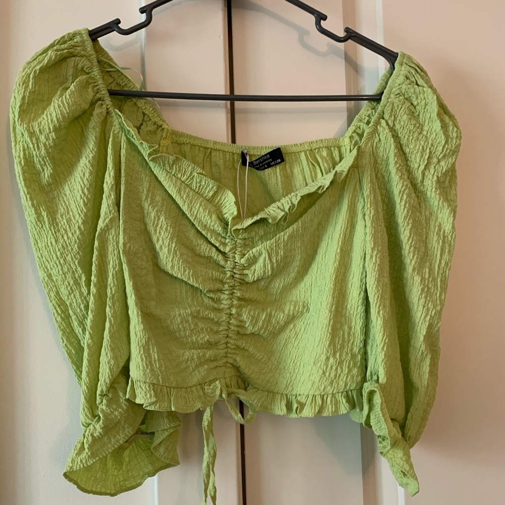 Bershka cropped blouse (green)